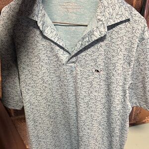 Vineyard Vines Men’s Light Blue Printed Polo Shirt small